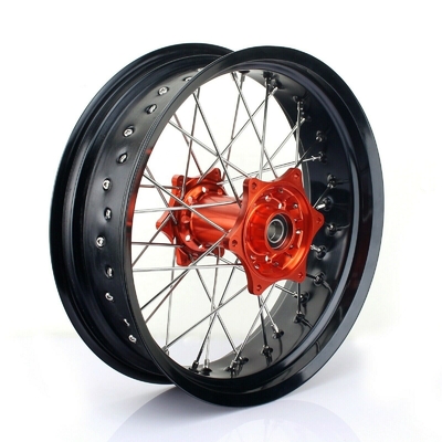 3.50x17&quot; 4.25x17&quot; 슈퍼모토 알로이 바퀴 SX SXF EXC 125-530 검은 반지 및 오렌지 허브