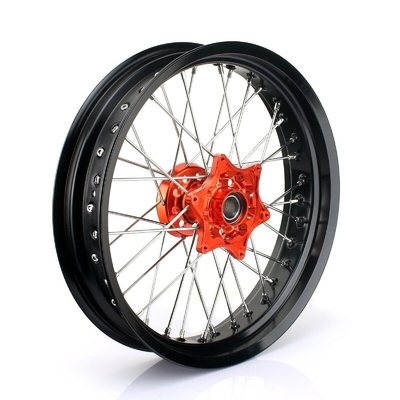 3.50x17&quot; 4.25x17&quot; 슈퍼모토 알로이 바퀴 SX SXF EXC 125-530 검은 반지 및 오렌지 허브