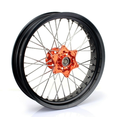 3.50x17&quot; 4.25x17&quot; 슈퍼모토 알로이 바퀴 SX SXF EXC 125-530 검은 반지 및 오렌지 허브